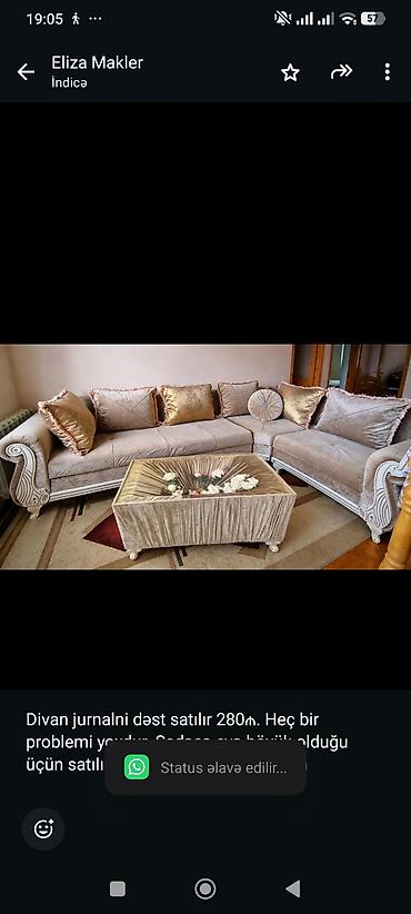 Divan jurnalni dəst satılır 280₼. Heç bir problemi yoxdur. Sadəcə evə