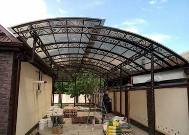 навесы перед домом: Навес, Арочный, Металл, Поликарбонат, Бесплатный выезд
