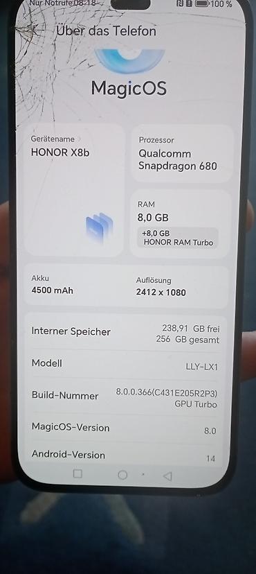 radio multimedija za auto: Honor X8b Ds,8/256GB,Oba slota rade na svim mrežama i potpuno ispravan — 9