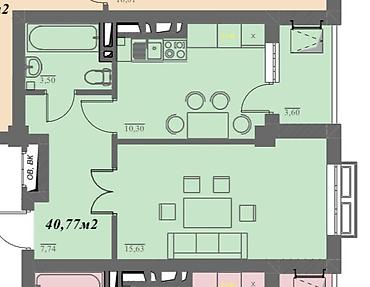 дордой рынок квартира: 1 комната, 40 м², Дордой Моторс рынок Элитка, 6 этаж, ПСО (под самоотделку) — 3