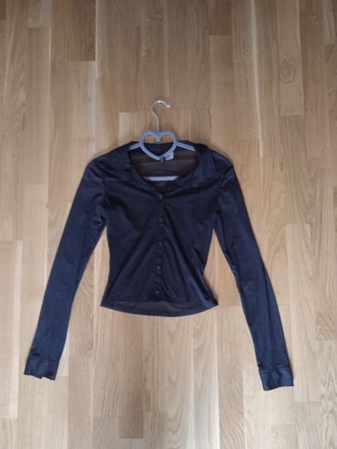 ženska crna košulja: H&M, XS (EU 34), Polyester, Single-colored, color - Black