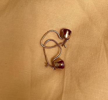 Серьги-подвески из жёлтого золота с красными вставками - Металл