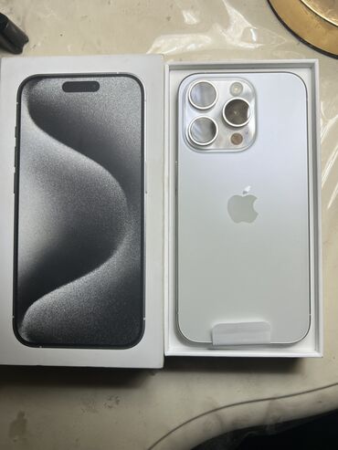 айфоны оптом бишкек: IPhone 15 Pro, Колдонулган, 256 ГБ, White Titanium, Каптама, Куту, 100 %