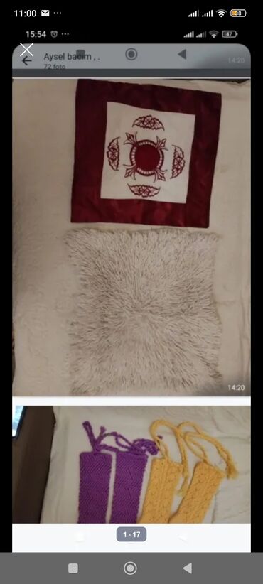 Kurtkalar: Məhsul: Dəsmal və yastıq/örtük dəsti Tərkib: - Müxtəlif ölçülü 12+ — 8