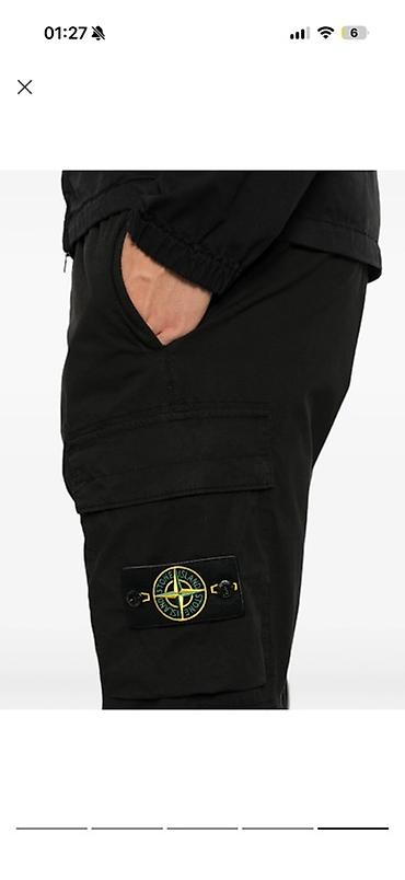 Мужские брюки-карго Stone Island, черные. - Лаконичный прямой крой с