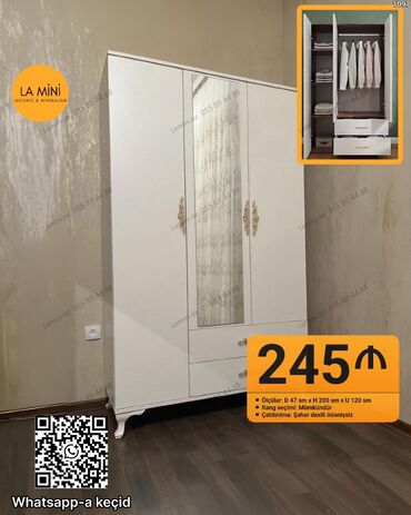 Mebel: Açılan, 3 qapılı Düz dolab, Şifonyer