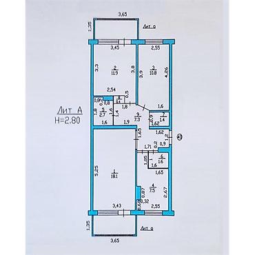 санузла: 3 комнаты, 90 м², Ошский мкр., 105 серия, 1 этаж, Косметический ремонт — 1