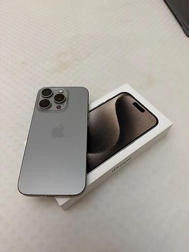 iphone 12 minu: IPhone 15 Pro, Б/у, 128 ГБ, Natural Titanium, Зарядное устройство, Чехол, Кабель, 80 % — 1