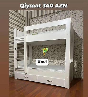 2х yarus çarpayı: Oğlan və qız üçün, Yeni, Çarpayı, Matrassız, Siyirməli, MDF — 1