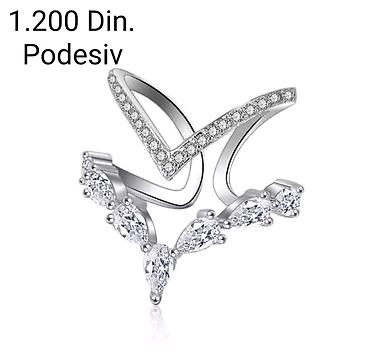 perla 34: Elegantni posrebreni podesivi prsten od hirurskog čelika sa žigom — 1