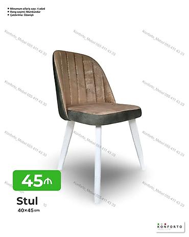 stol ayaqları: Stul – 40×45 sm - Yumşaq, komfortlu oturacaq və bel hissəsi - Dayaqlı — 1