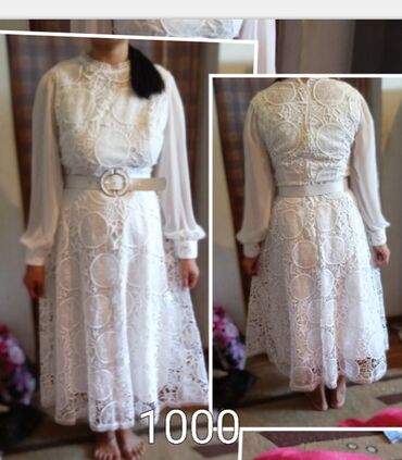 платье белое: Кече көйнөгү, Кыска модель, Жеңдери менен, 3XL (EU 46)