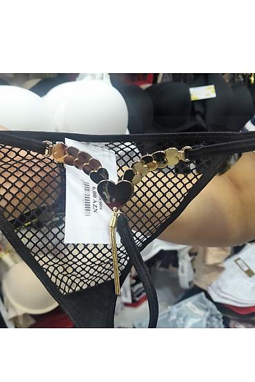 Qara torlu string tərzi alt paltarı - Material: elastik tor parça