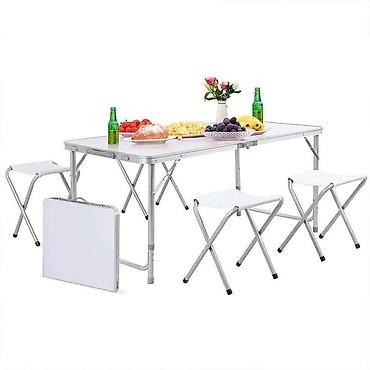 forma ideale komode cene: Sklopivi sto sa 4 stolice – 4FT - Komplet: aluminijumski sklopivi sto — 2