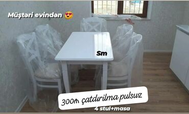 Masa və oturacaq dəstləri: Masa 4 stul anbardan satış çatdırılma pulsuz ödəniş bəh almadan qapida — 14