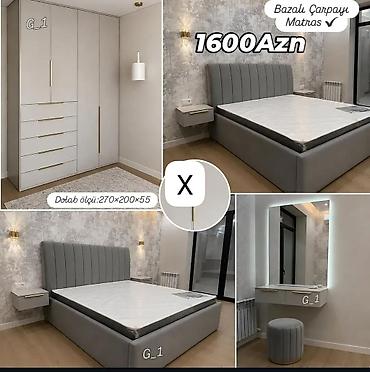 armud puf: Yataq otağı dəsti – modern dizayn, boz rəng palitrası Tərkib: - — 1