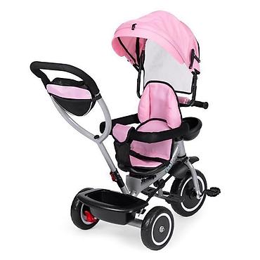 full speed electric: ECOTOYS 2u1 tricikl sa rotirajućim sedištem i sklopivom tendom – Pink — 3