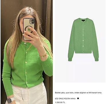 bag isigi: Məhsul: Yaşıl düyməli kardiqan – ZARA - Model: Düz örgü, rüstik — 1