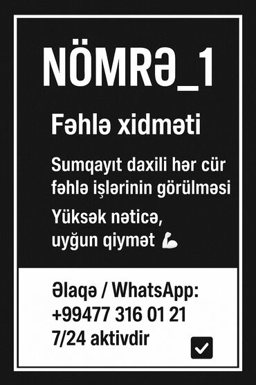 Santexnik işləri: NÖMRƏ_1 – Fəhlə xidməti Sumqayıt ərazisi üzrə hər cür fəhlə işlərinin