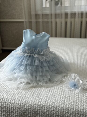 babe: Детское платье, цвет - Голубой, Новый