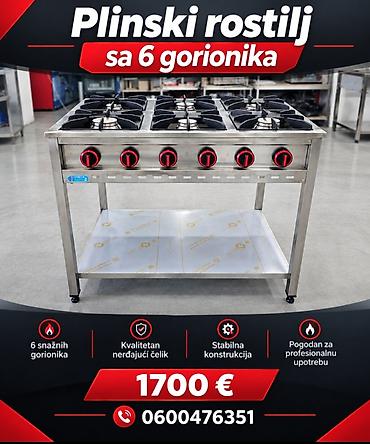 4 činije novi sad: Sporet sa 6 gorionika na plin je dimenzija mm sa 6 gorionika,3 su — 1