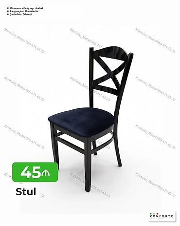 kafe mebel: Stul – klassik dizaynlı, arxa hissədə “X” formalı dayaqla. - Karkas — 1