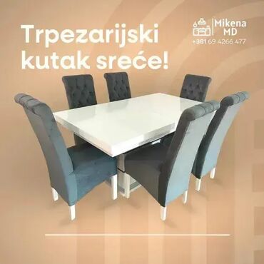 stolice sabac: Trpezarijski sto i stolice 6|x|xKvalitetan trpezarijski set, za dnevni