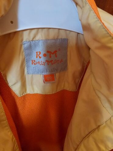 детский зимний комбез для новорождённых: Детская куртка R.M (Really Master), размер 98. - Цвет: оранжевый с