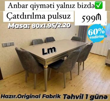 mebel original: *Möhtəşəm _HAZIR FABRİK_ masa dəsti*👑 *Yüksək keyfiyyətlə boyalı