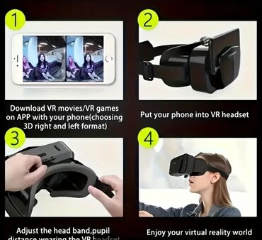 Mobil telefonlar üçün digər aksesuarlar: Smartfonlar uchun 3D 360°-li Vr eynek satilir. Yenidir ve qutusunda — 6