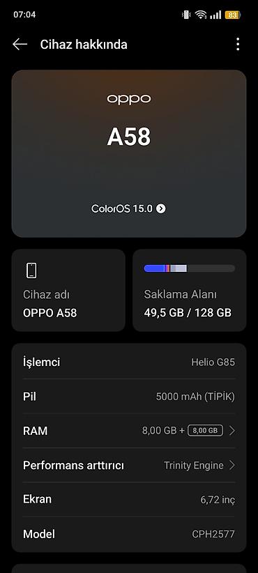 irsad iphone x: Oppo A58 4G, 128 GB, rəng - Qara, Qırıq — 3