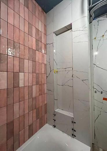 Укладка плитки: Подготовка стен для грунтовки, Резка плитки, Гидроизоляционные работы | Зеркальная плитка, Керамогранитая плитка, Мозаичная плитка | Раскладка ковром, Диагональная укладка, Раскладка в разбежку Больше 6 лет опыта — 9