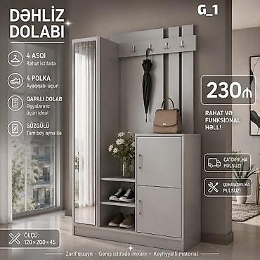 servant dolabı: Dəhliz Dolabı – G_1 modeli - Geniş və funksional həll - 4 ədəd asqı — 1
