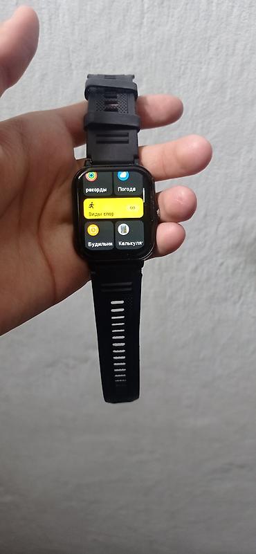 apple watch 4 бишкек: Смарт-часы с прямоугольным сенсорным дисплеем и черным спортивным — 5
