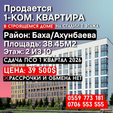 Продажа квартир: 1 комната, 38 м², Элитка, 2 этаж