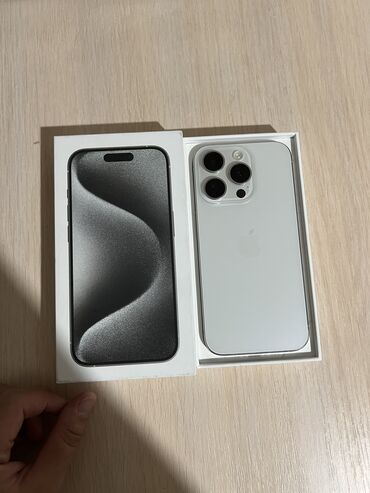 оперативный памят: IPhone 15 Pro, Б/у, 256 ГБ, White Titanium, Коробка, 91 %