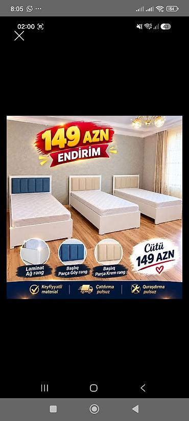 Tək nəfərlik çarpayı dəsti - Korpus: ağ laminat - Başlıq variantları