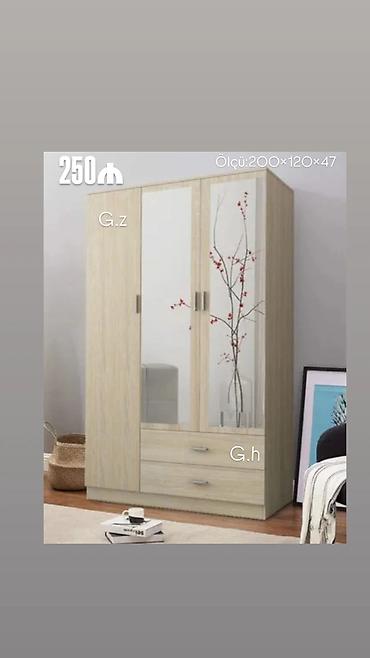 Üç qapılı paltar dolabı - Material: ağac teksturalı laminat - Dizayn