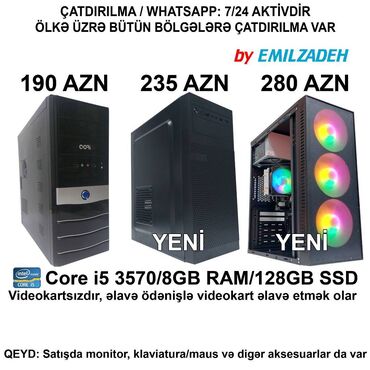 Digər kompüter aksesuarları: Masaüstü Kompüter "DDR3 1155 H61/Core i5 3570/8GB Ram/128GB SSD" Ofis