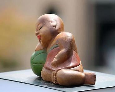 Figure: Uspavani Srećni Buda Vintaž Drvena rezbarija 1940. Sleeping Child — 1