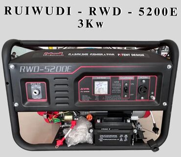 3х фазный генератор: Бензогенератор RUIWUDI RWD-5200E, 3 кВт - Тип: бензиновый генератор с