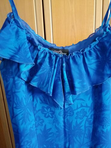 plava haljina sa sljokicama: XL (EU 42), bоја - Svetloplava, Koktel, klub, Na bretele