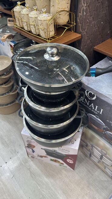 Tava-qazan dəstləri: Qazan, rəng - Boz, Qranit, Türkiyə — 9