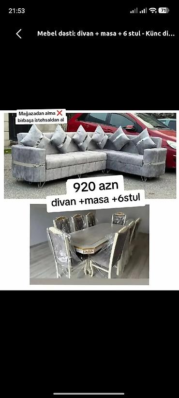 klassik stol: Yeni, Künc divan, Qonaq otağı üçün, Açılmayan — 1