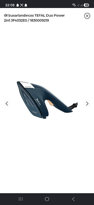 eurolux utuleri: Əl buxarlandırıcısı/ütü – Tefal Duo Power 2‑in‑1 (JF4032E0) — 1