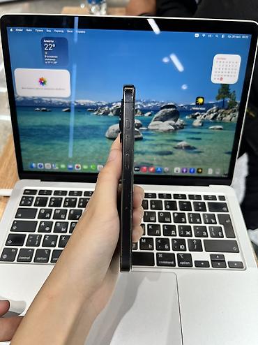 Уюлдук телефондор жана аксессуарлар: IPhone 15 Pro, Колдонулган, 128 ГБ, Blue Titanium, Коргоочу айнек, Каптама, 85 % — 2