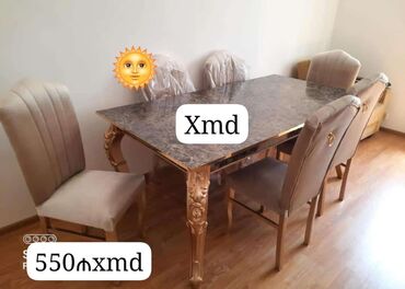 həyət stol stulu: Qonaq otağı üçün, Yeni, Dördbucaq masa, 6 stul