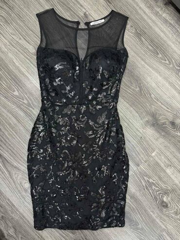 crna lanena haljina: S (EU 36), bоја - Crna, Večernji, maturski