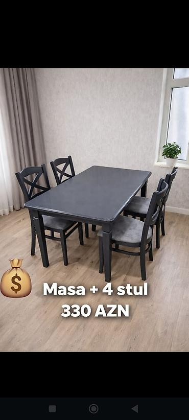 stullar lalafo: Mətbəx üçün, Yeni, Açılmayan, Dördbucaq masa, 4 stul — 1