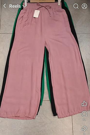 helanke sorc: Pantalone udobne siroke sa elasticnim pojasem.Bez,svetlo plava,puder — 2